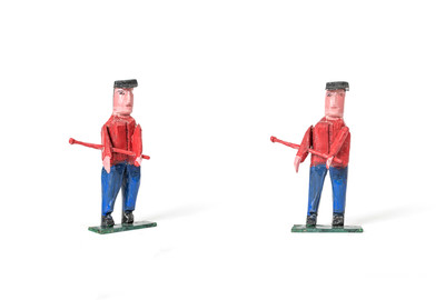 O.T. (Baseballspieler) Holzplastik, farbig gefasst, Kunststoff