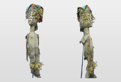 Bozo Marionette, Mali Holz, Stoff, Kaurischnecken