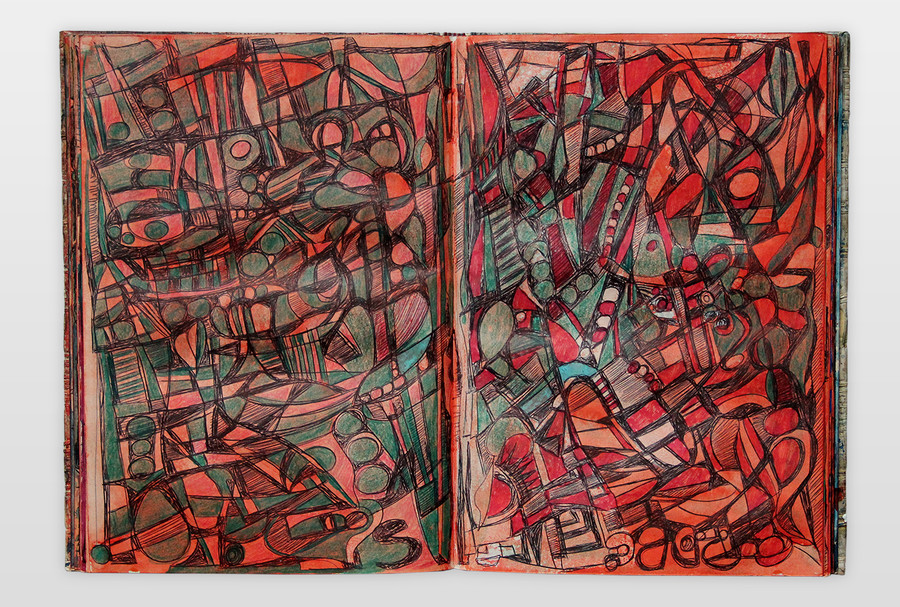 O.T. (Buch) Bleistift, Buntstift, Filzstift auf Papier 