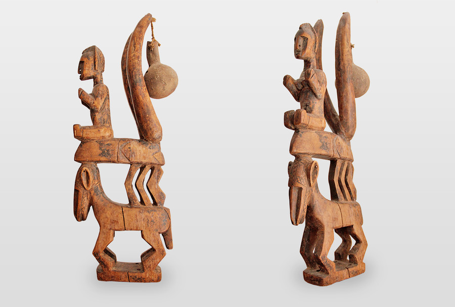 Chiwara Tanzaufsatz, Bamana, Mali Holz, Kalebasse, Schnur