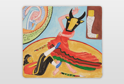 O.T (Ex Voto) zeitgenössische Kunst im Stil einer Votivtafel Acryl auf Karton