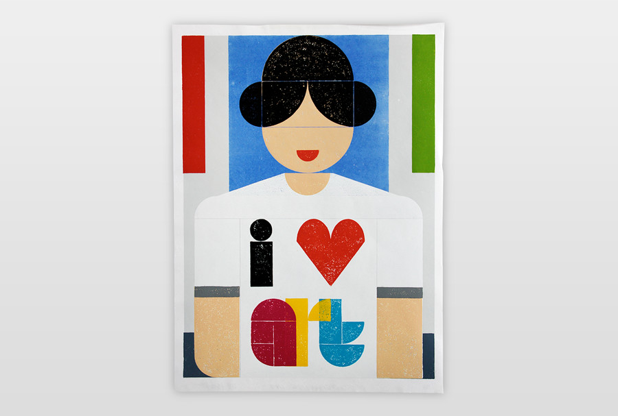 Aufstellung - Art Lover Farbhozschnitt auf Japanpapier, 2018, Exemplar 6/14