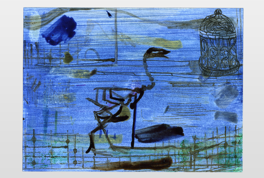 O.T. Tusche, Acryl auf Karton