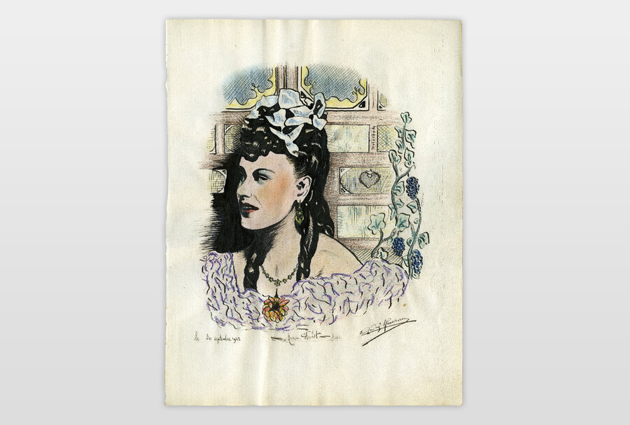 Marie Hochet ? Tusche und Buntstift auf Papier, Frankreich 40er Jahre