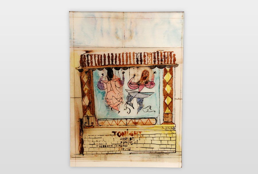 Harlots vs Puppets Tusche, Acryl, Lack auf Holz