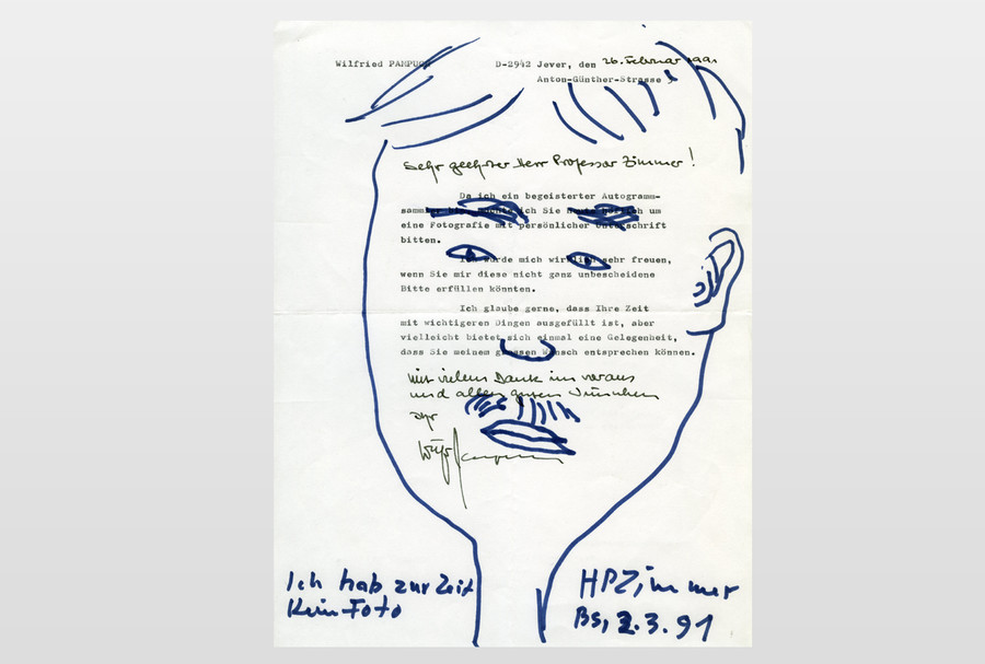 O.T (Selbstporträt) Filzstift auf Briefpapier, 1991