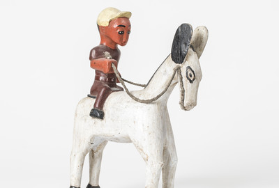 Reiterfigur der Baule, Elfenbeinküste Holzskulptur, farbig gefasst