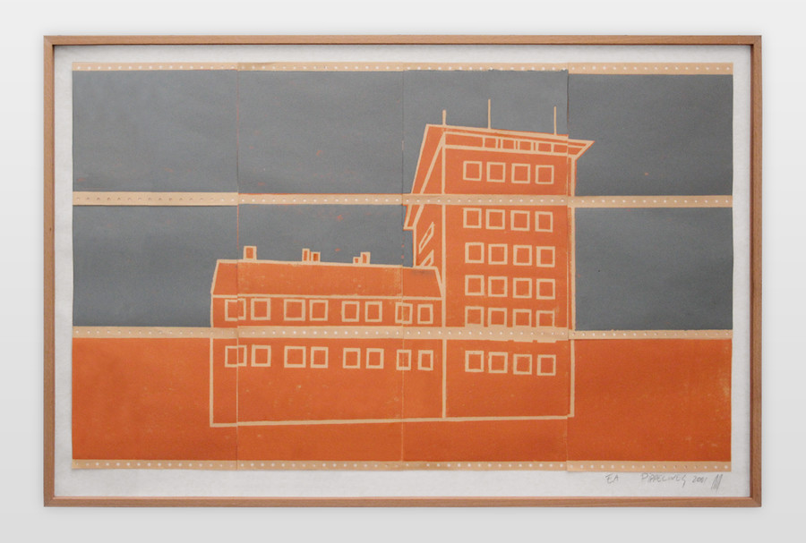 Pippelweg Holzschnitt, Collage auf Druckerpapier