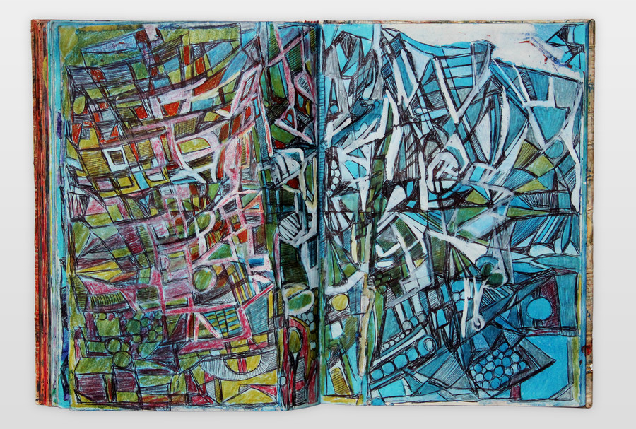 O.T. (Buch) Bleistift, Buntstift, Filzstift auf Papier 