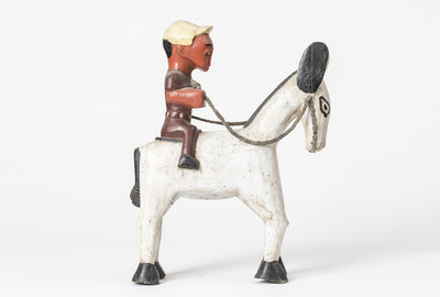 Reiterfigur der Baule, Elfenbeinküste Holzskulptur, farbig gefasst
