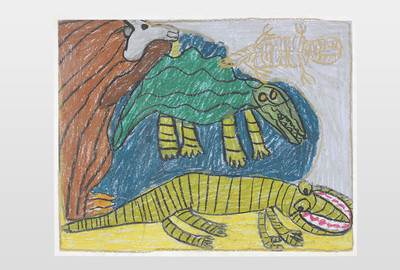 Dinos Wachskreide auf Papier