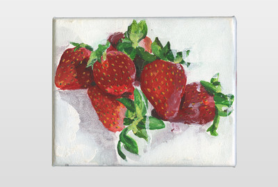 O.T (Erdbeeren) Acryj, Öl auf Leinwand