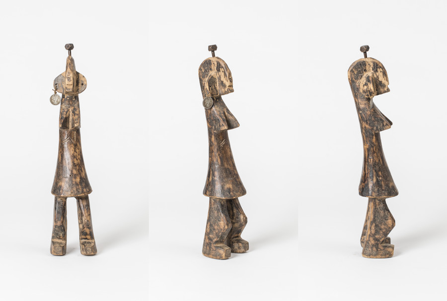 Puppe, Mossi, Burkina Faso Holz, Schnur, Metall