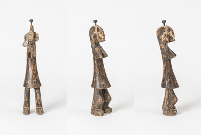 Puppe, Mossi, Burkina Faso Holz, Schnur, Metall