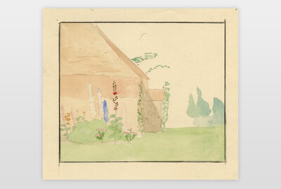 O.T. (Haus mit Garten) Bleistift und Aquarell auf Papier