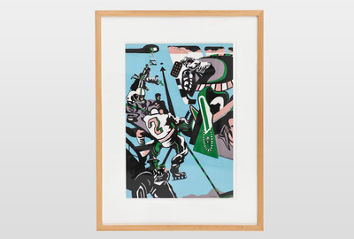 Eishockey Farbsiebdruck auf Karton, 60,5 x 40,5 cm, 1970