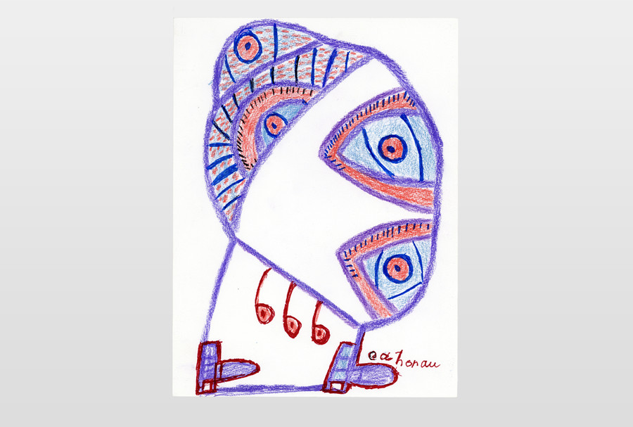 O.T. (Kopf) Buntsifte auf Papier