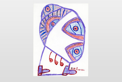 O.T. (Kopf) Buntsifte auf Papier