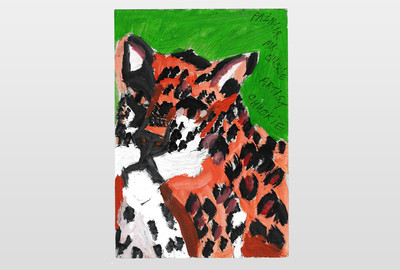 O.T (Leopard) Mischtechnik auf Karton, 21x26mm