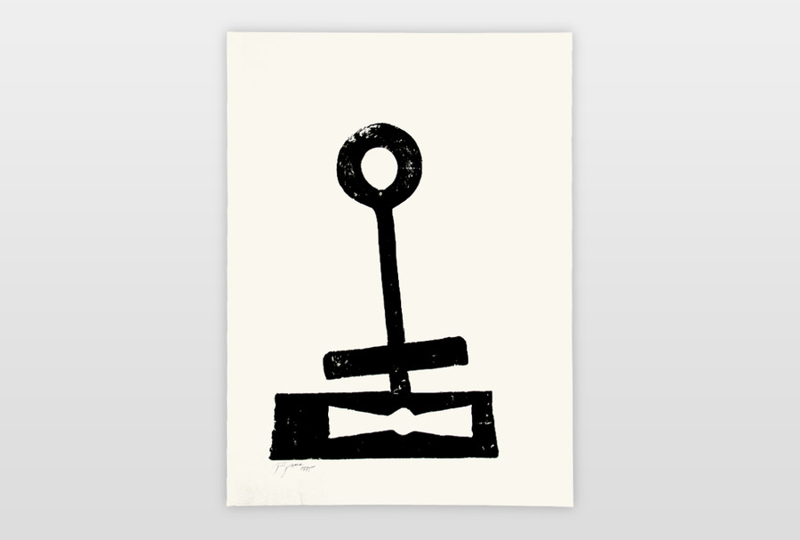 aus der Reihe »Der Schlüssel in Holz« Holzschnitt auf Papier, 1995