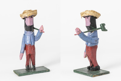 O.T. (Farmer) Holzplastik, farbig gefasst
