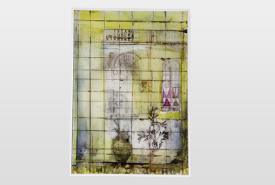 Vasen & Raster 1 (gelb) Tusche, Acryl, Lack auf Holz, 2013