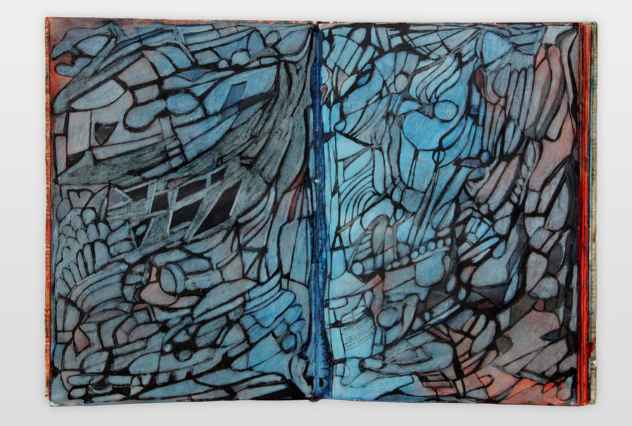 O.T. (Buch) Bleistift, Buntstift, Filzstift auf Papier 