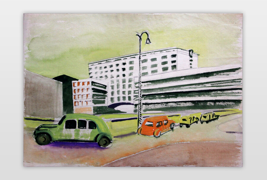 O.T. (Architekturansicht), 1950er Jahre Aquarell auf Papier