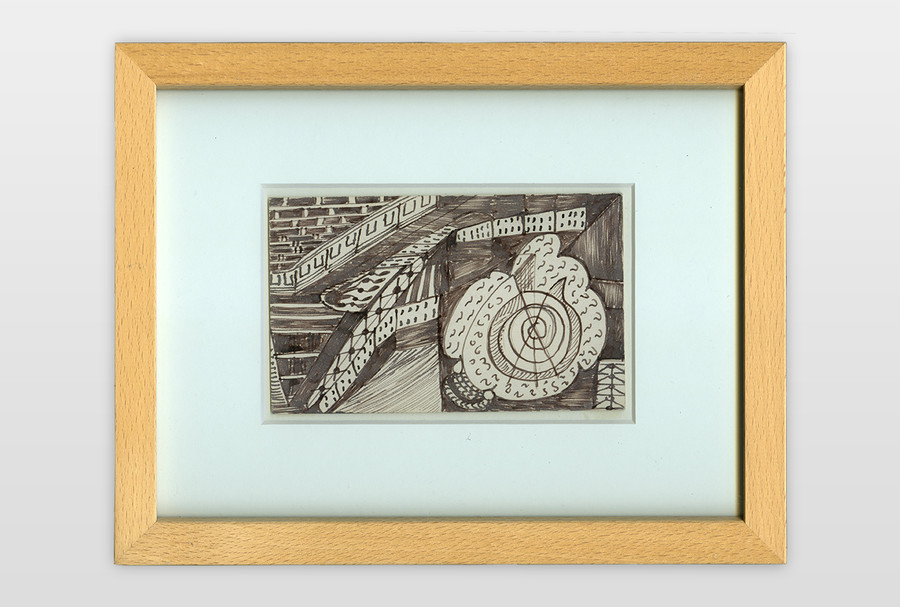 O.T. (abstrakte Komposition) Zeichentusche auf Postkartenkarton, 9x14 cm,
40er Jahre