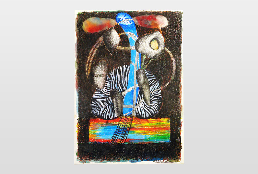 Wettergeist Wasserfarbe und Farbkreide auf Papier, 1990