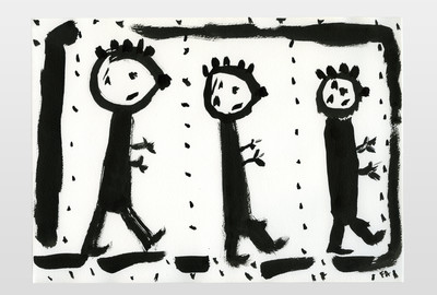 O.T (Drei Figuren) Tinte auf Papier, anomym, Frankreich