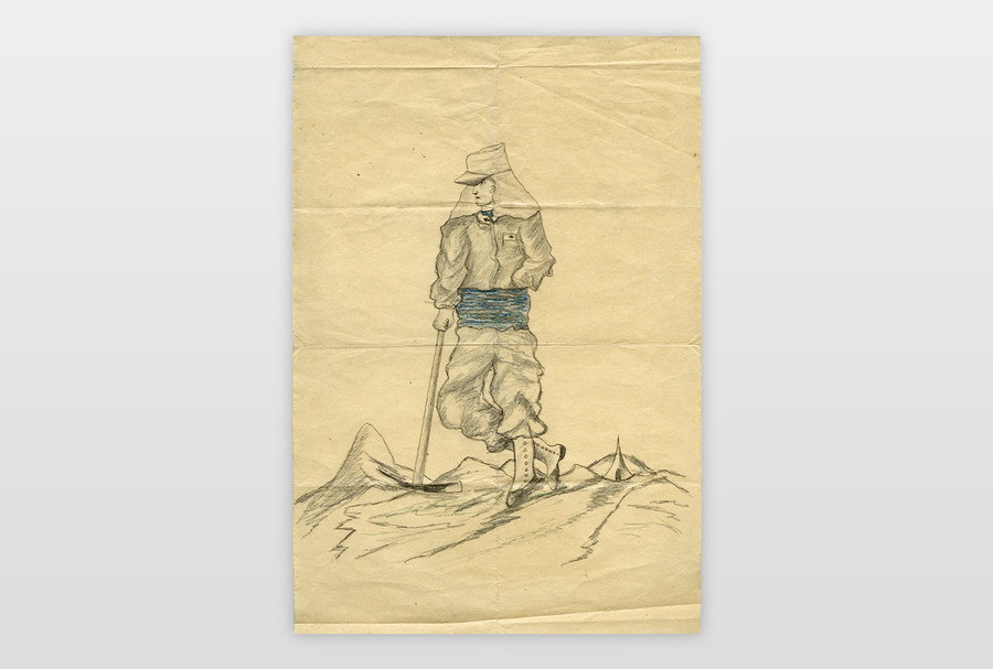 O.T. (Fremdenlegionär), Frankreich 30er Jahre Bleistift, Wasserfarbe auf Papier