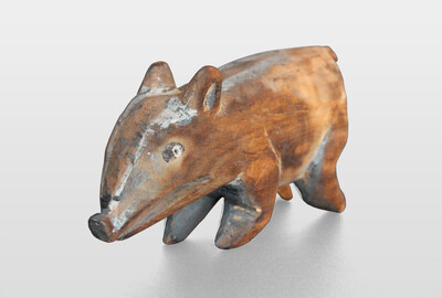Figur (Schwein), Papua Neu Guinea Holz, farbig gefasst
