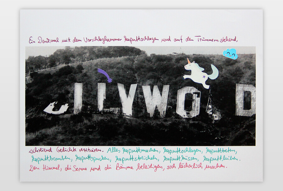 Ladenhüter, 2020 Collage, Farbstift auf Druck