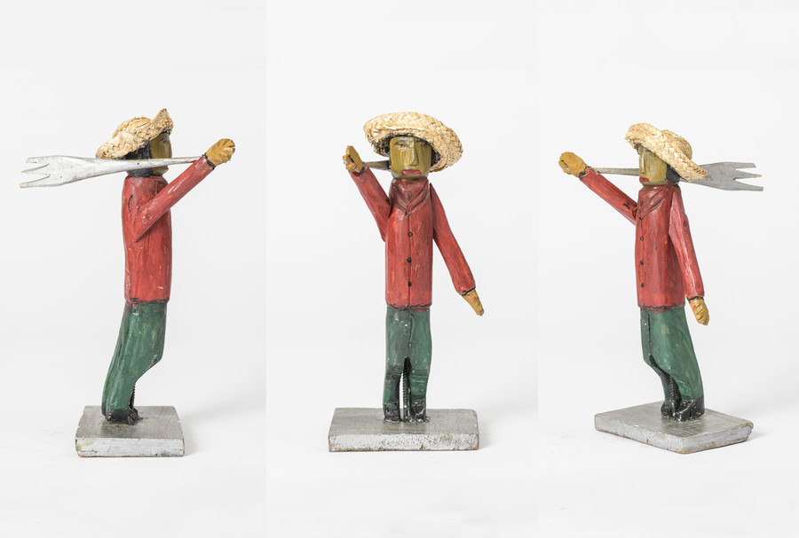 O.T. (Farmer) Holzplastik, farbig gefasst