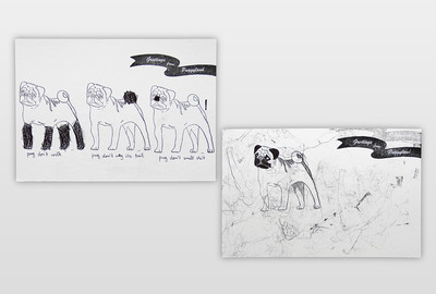 Welcome to Puggyland Mischtechnik auf Papier