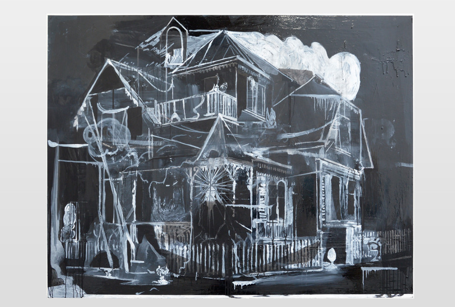 Villa Villekullan Acryl, Lack auf Holz, 100x130 cm, 2015