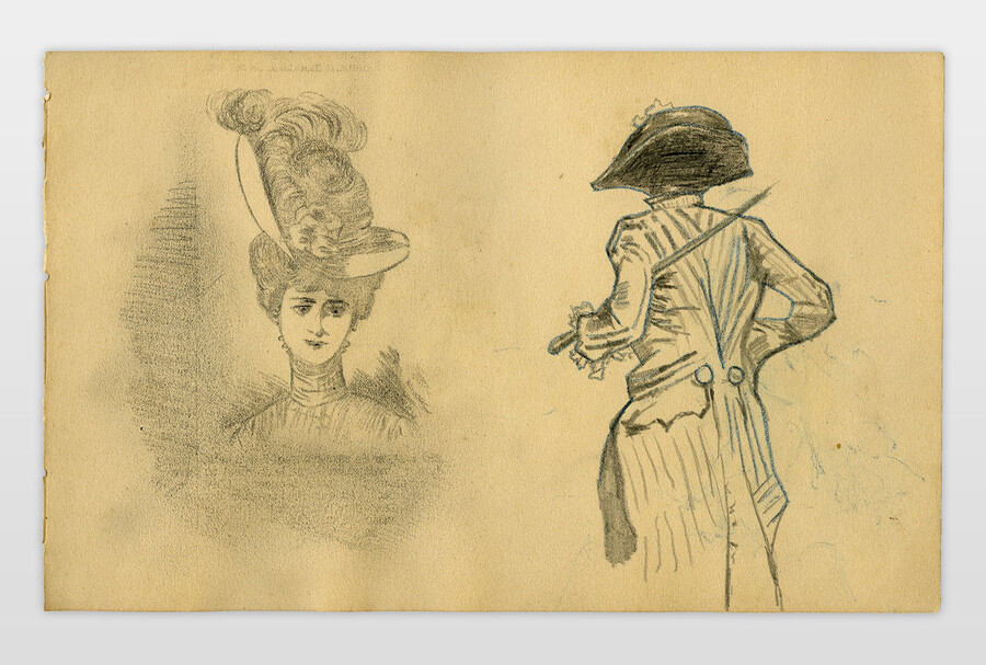 O.T. (Dame und Edelmann) Bleistift, Tinte auf Papier, Frankreich 20er Jahre