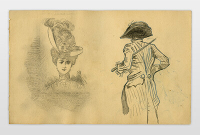 O.T. (Dame und Edelmann) Bleistift, Tinte auf Papier, Frankreich 20er Jahre