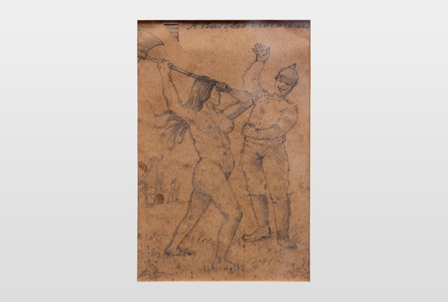 Feldpostkarte, französisch ca. 1915 Bleistift auf Papier