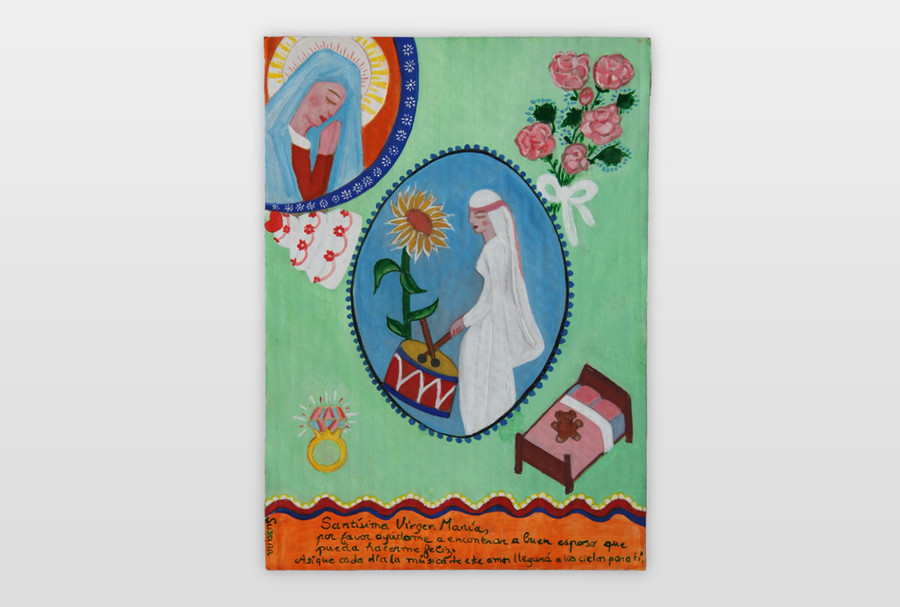 O.T (Ex Voto) zeitgenössische Kunst im Stil einer Votivtafel Acryl auf Karton