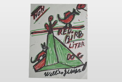 Red Bird Litter Dog Filzmarker auf Papier
