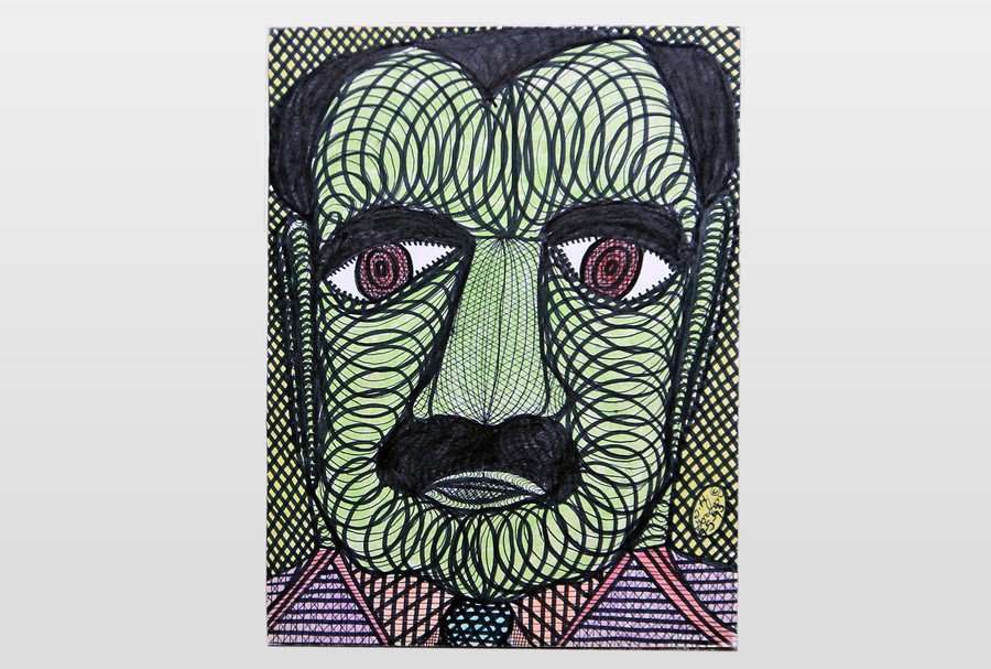 O.T (Männerporträt) Tinte und Filzstift auf Karton