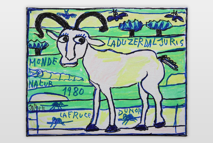 O.T (Ziege) Filstift und Marker und Acryl auf Leinwand