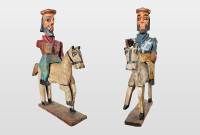 Reiterfiguren (Santos), Mexico Holzplastiken, farbig gefasst