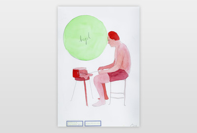 hegel Bleistift, Farbe auf Papier