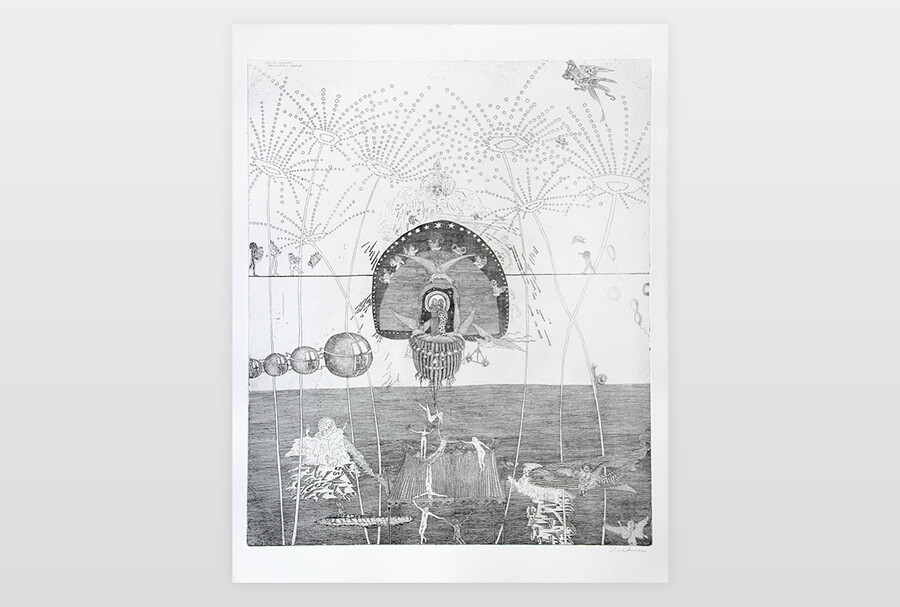 Hoch-Zeit und Feuerwerk Radierung, 1986
