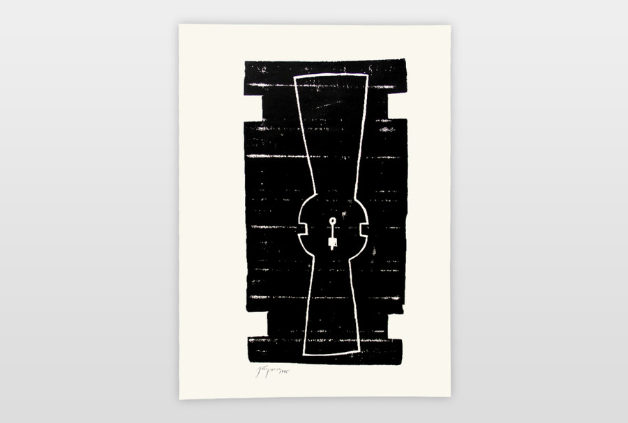aus der Reihe »Der Schlüssel in Holz« Holzschnitt auf Papier, 1995