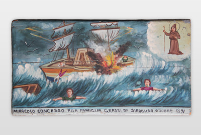 O.T (Ex Voto) Votivtafel Öl auf Holz, Italien