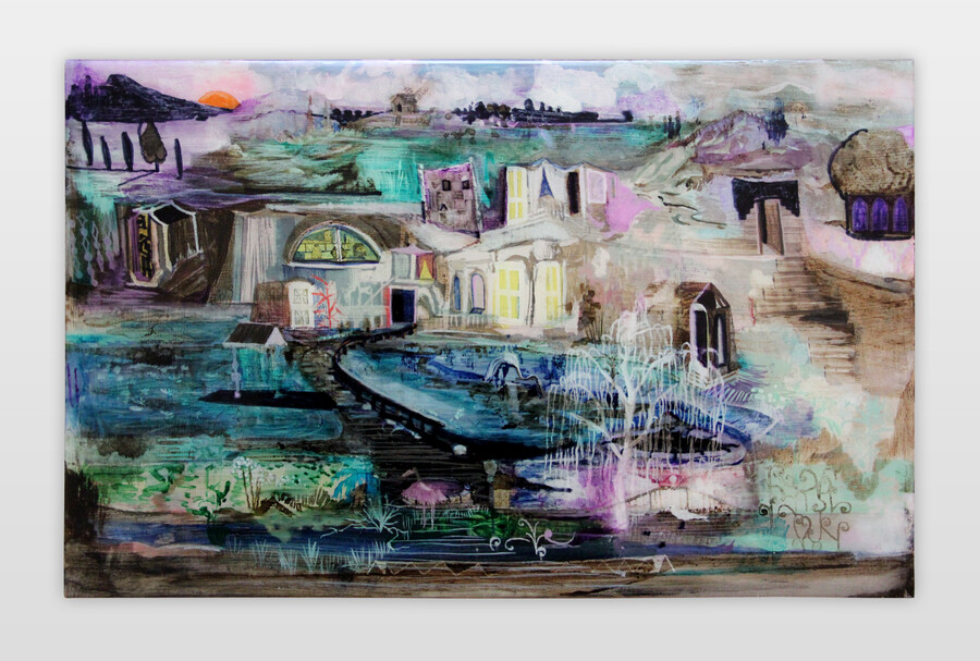 O.T. Acryl, Wasserfarben, Lack auf Holz